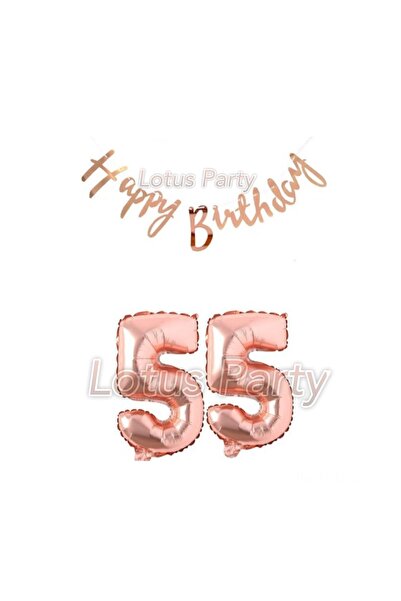 LOTUS PARTY 55 Year Old Rose Gold Birthday Set - Rose Gold Number Foil Balloo...