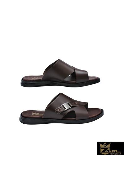 Zaim Kundura Men Brown Genuine Leather Slippers342503016-1