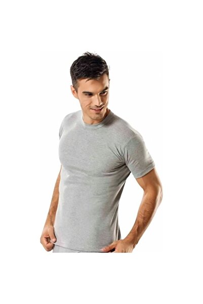 Tutku Men's Combed Cotton Closed Collar Half Sleeve Undershirt 4 Pieces