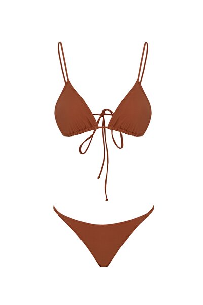 Beach&Beyond Mocha Renk Üçgen Kadın Ipli Bikini Üstü