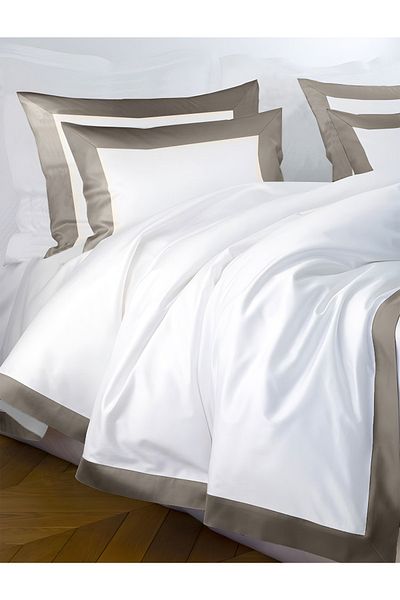 METİNEV King Size Cotton Satin White Brown Cornered Duvet Cover Set