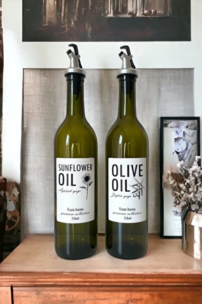 Fisun Home 2-Piece Green Olive Oil Liquid Bottle Oil Pot Set Premium Collecti...