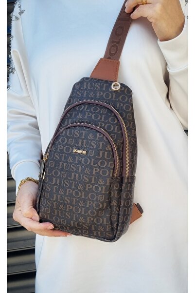 Just Polo Justpolo Women's Coffee Tan Monogram Printed Body Bag Messenger Bag...