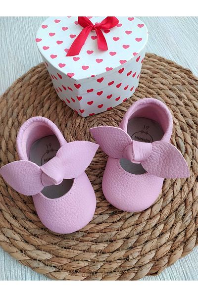 MİNİBİRİ Angel Model Baby Girl Genuine Leather Moccasin Booties First Step Shoes