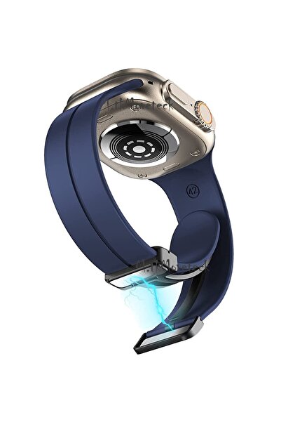 m.tk moveteck Apple Watch Ultra 49mm Uyumlu Kordon Manyetik Tokalı Mıknatıslı Kayış Liquid Magnetic Yumuşak Hisli