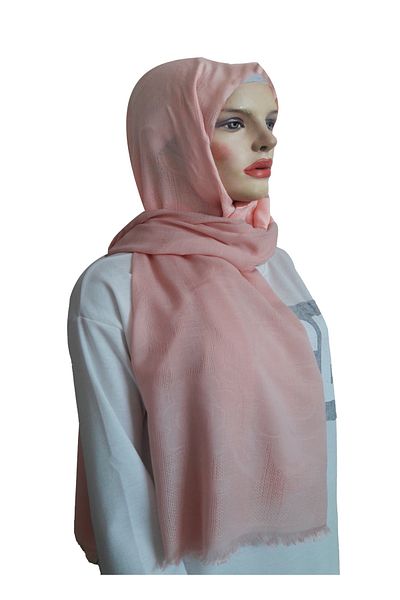 Sarar Cotton Rose Patterned Mesh Trend Pink Shawl 75x190
