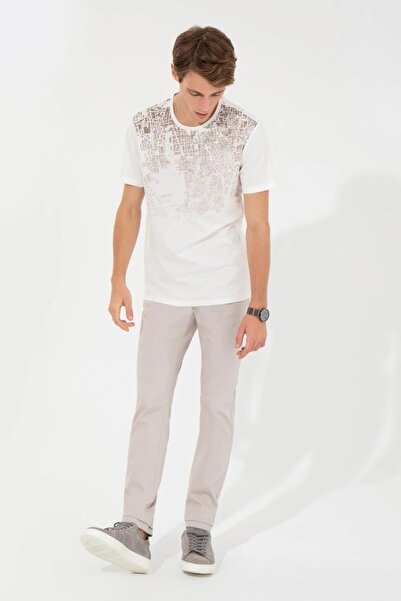 Pierre Cardin Μπλουζάκι Ecru Slim Fit Crew Neck