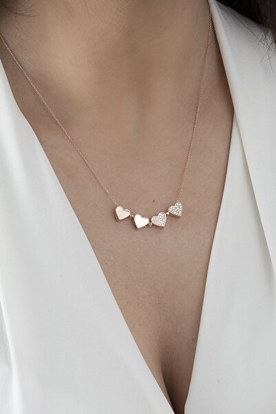 ESSARE 925 Ayar Gümüş Mıknatıslı Ayrılabilir 4 Kalpli Yonca Kolye