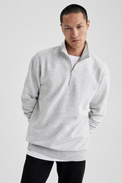 DeFacto Comfort Regular Fit Rahat Kalıp Yarım Fermuarlı Dik Yaka Basic Sweats...