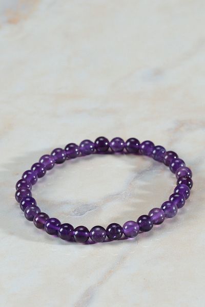 Ssilhoutte Doğaltaş Certified Amethyst Stone Natural Stone Bracelet for Women and Men 6mm Stylish Design
