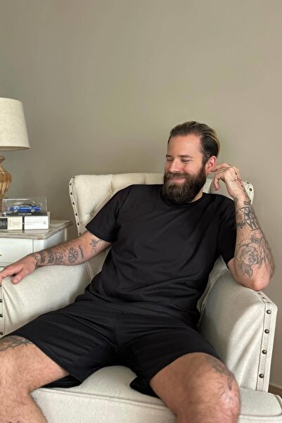 Pijamaevi Pánská pyžamová souprava Black Top Black Bottom s šortkami