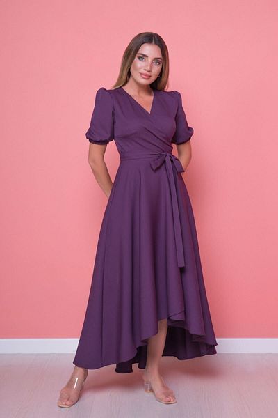Bidoluelbise Rochie de damă cu croială asimetrică, cu prune, scurtă în față, lungă în spate, cu decolteu dublu
