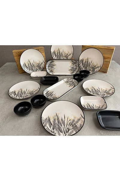 Keramika Set Breakfast Mat Spike Colored 16 Pieces for 6 People