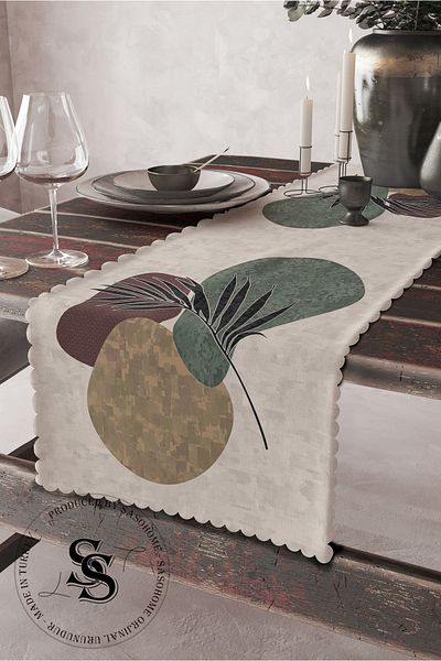 SasoHome Alergăr decorativ imprimat digital cu design cu pietre colorate și model floral