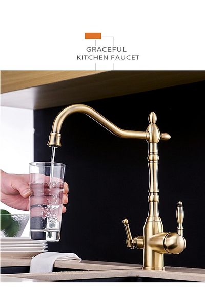 OEM Kitchen Sink Faucet Dual Flow Water Purification Outlet Bright Antique Imported