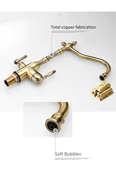 OEM Kitchen Sink Faucet Dual Flow Water Purification Outlet Bright Antique Imported