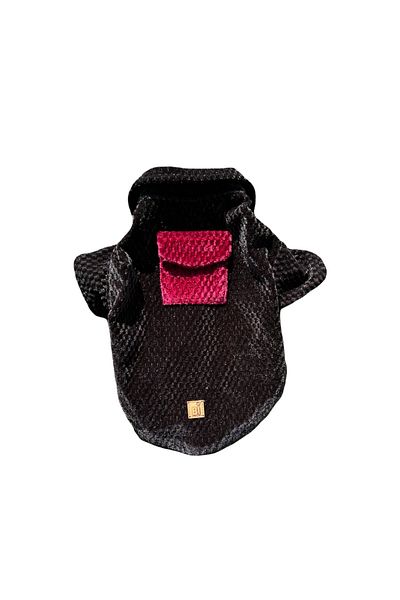 Bi Dolap Ponçik Bi Velvet Shirt Black Claret Red Bow Tie Silk Velvet Cat Dog Clothes & Shirt