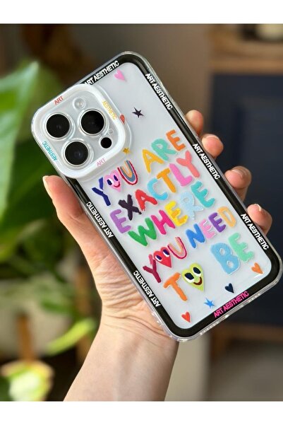 Go Aksesuar iPhone 14 Pro Compatible Transparent Case with Print Design