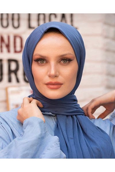 skycott Hijab șal din bumbac pieptănat Indigo