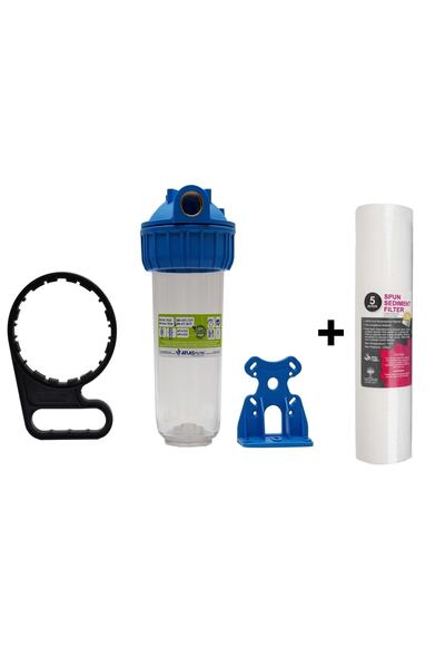 Naturel Su Arıtma Sistemleri Atlas 10" Tekli Daire Girişi Su Arıtma Cihazı (i...