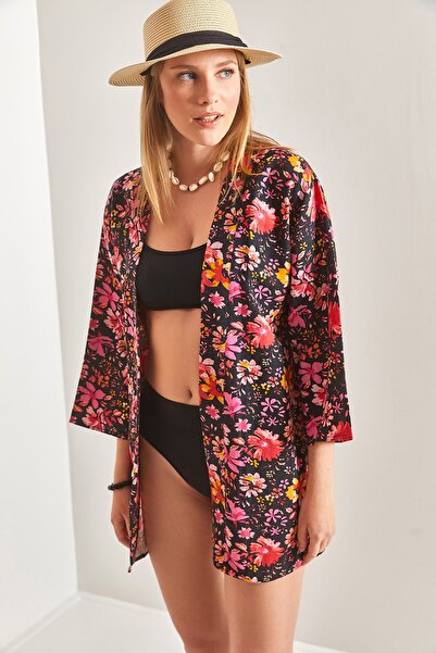 Bianco Lucci Γυναικείο λινό κιμονό με πολλά σχέδια