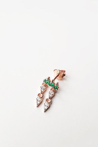 MorMajor Silver Tekli Ithal Sallantılı Yeşil Taşlı Gümüş Küpe