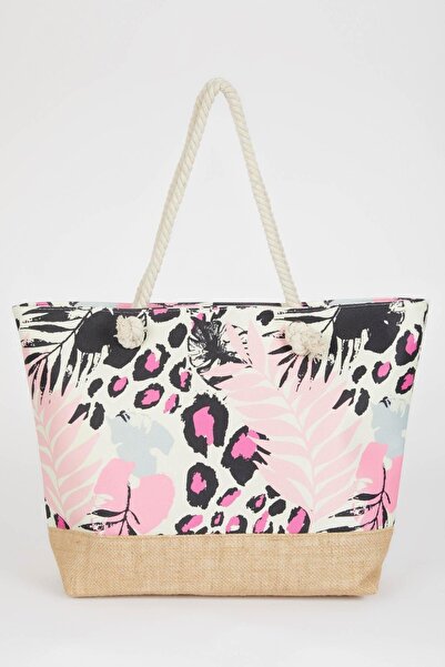 DeFacto Beach Bag - Pink - Graphic
