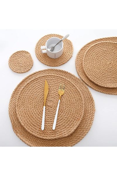 Rope Decor 15-20-25 Cm Trivet Set Presentation Service Set