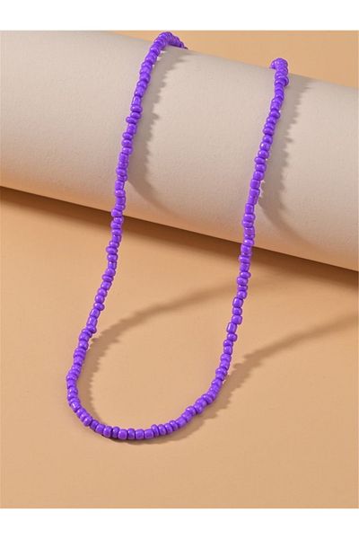 Stoneday Purple Color Sand Bead Summer Necklace