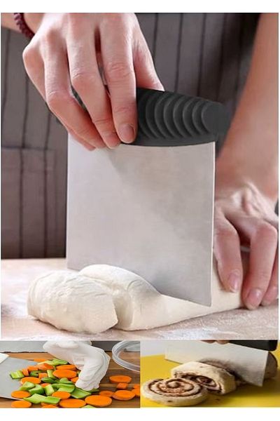 EbruliHomeArt Stainless Steel Pattern Handle Spatula Dough Cutter Scraper