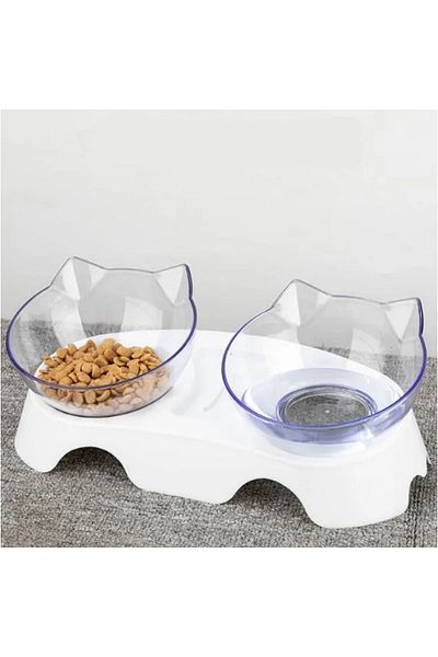FloriaShopping Double Beveled Food and Water Bowl for Cats and Dogs