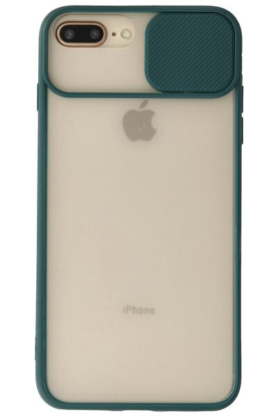 WANNA PROTECT iPhone 8 Plus Dark Green Camera Protected Sliding Unprinted Sil...
