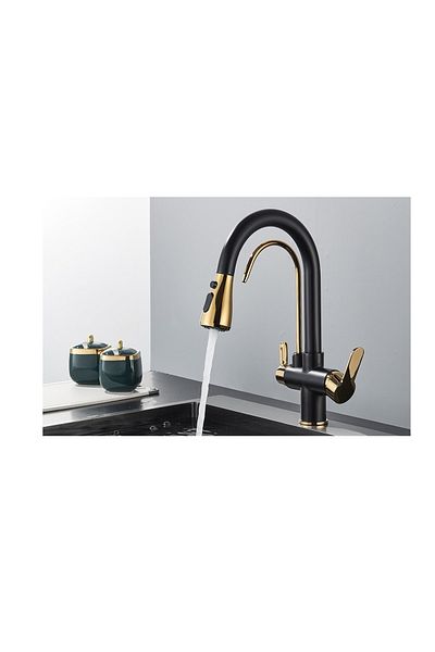 OEM Kitchen Sink Faucet Dual Flow Short Model Water Purification Spout 7 Years Warranty Imported Black/gold