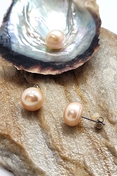 Anpiel Gerçek Inci Pembe Top Küpe (12mm)