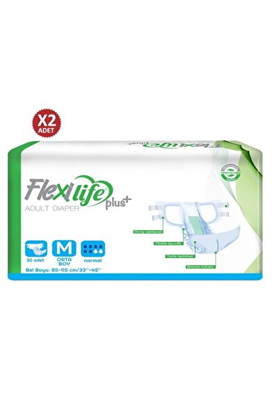 Flexi Life Plus Yetişkin Hasta Bezi Bel Bantlı Tekstil Yüzeyli Medium 30'lu 2...