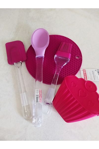 DİBA AVM Silicone Oven Holder, Trivet Brush and Spoon Spatula Set of 5