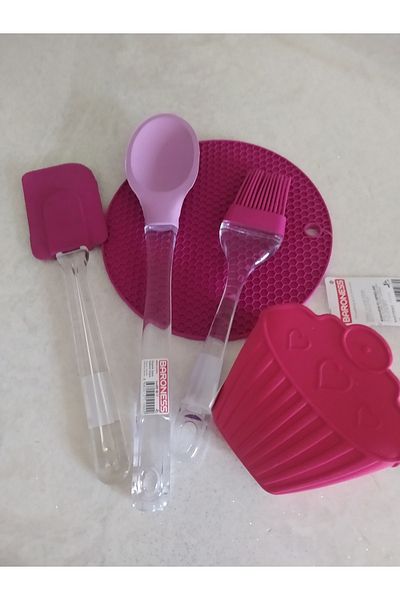 DİBA AVM Silicone Oven Holder, Trivet Brush and Spoon Spatula Set of 5