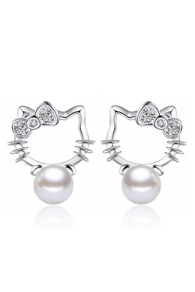 AstoriaSilver Kız Çocukları Ve Genç Kızlar Için Hediye H.kıtty Minimal Gümüş Küpe