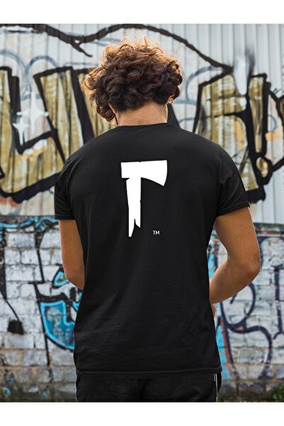 Raf Coll Tricou unisex negru cu decolteu rotund, slim fit, lung întunecat faț...