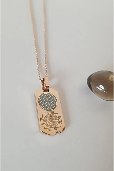 Anatolia زهرة الحياة الملونة باللون الوردي وSri Yantra - قلادة من الرقم العام المتقطع