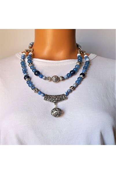 Asteria Elite قلادة العقيق سيت بصفين من الشفاء والحماية من عين الشر