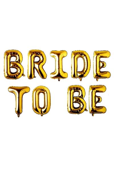 asöy Bride To Be Written Foil Balloon 16inch 36 Cm Gold Colored Gold Bachelorette Party