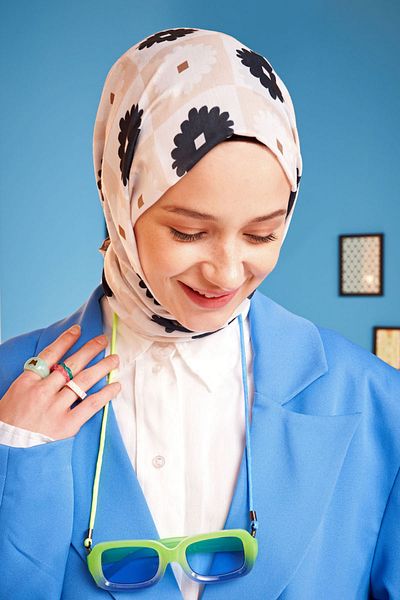 Modakaşmir Şal din bumbac cu model mozaic de epocă