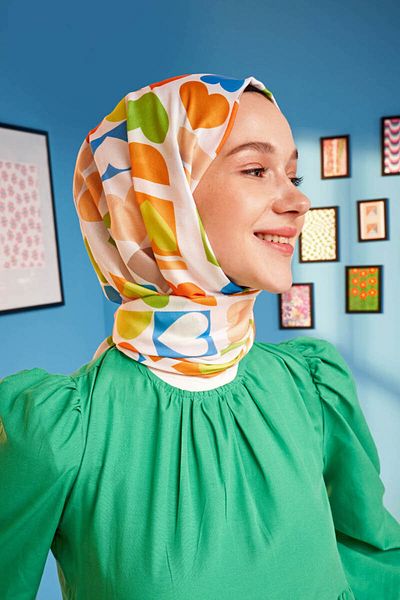Modakaşmir Heart Pattern Cotton Shawl