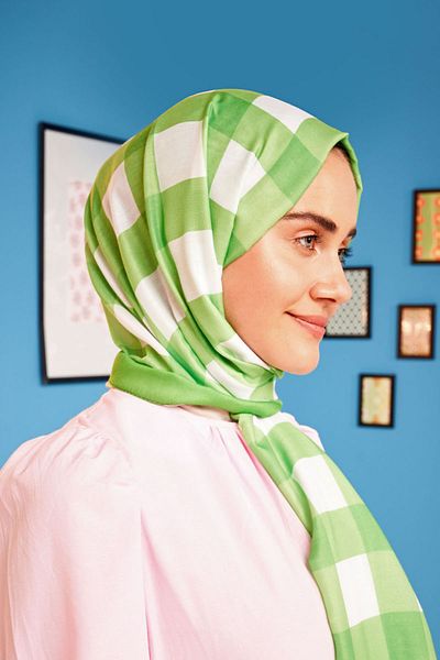 Modakaşmir Plaid Pattern Cotton Shawl