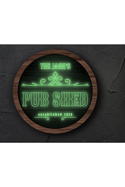 Bk Gift Kişiye Özel Led Işıklı Yuvarlak Bar Tabelası, Işıklı Tabela, Bar Deko...