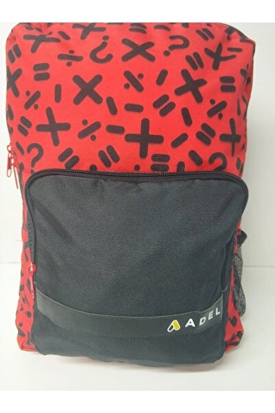 Adel Geometry Pattern Backpack School Bag Red