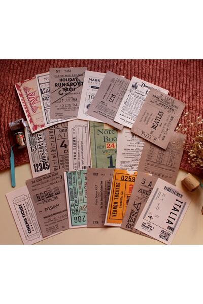baddin aksesuar 20 Adet Ticket Bullet Journal Vintage Kağıt Seti Scrapbook
