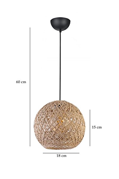 HOMİNG Globe Jute Rope Close-Woven Mini Pendant Lamp and Lampshade Set Ayd-3637