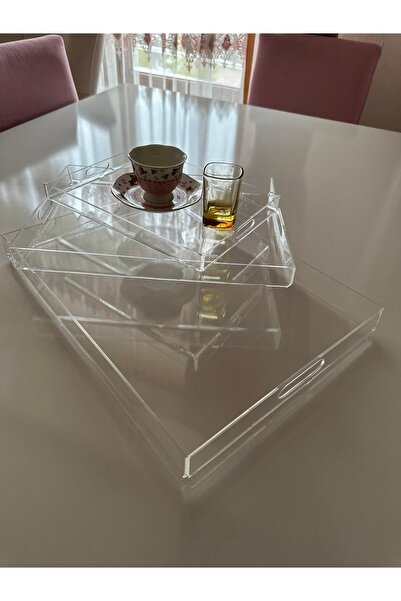 SOLİDCLASS Pleksi Sunum Tepsileri 35x25 Cm ,30x20cm Ve 22x14cm (3 AD.ÜRÜN)